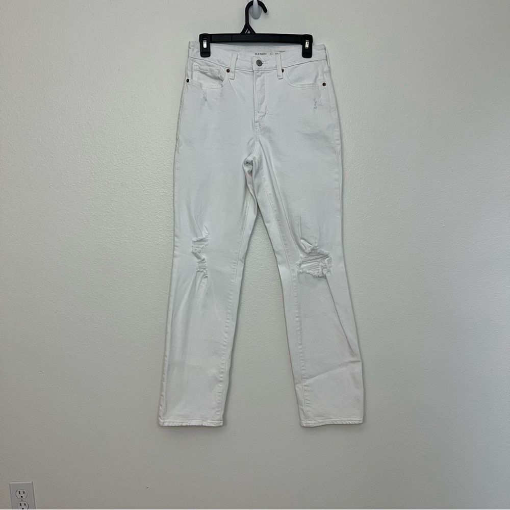 Old Navy High Rise OG Straight secret smooth pockets White Sz 4 color Calla Lily